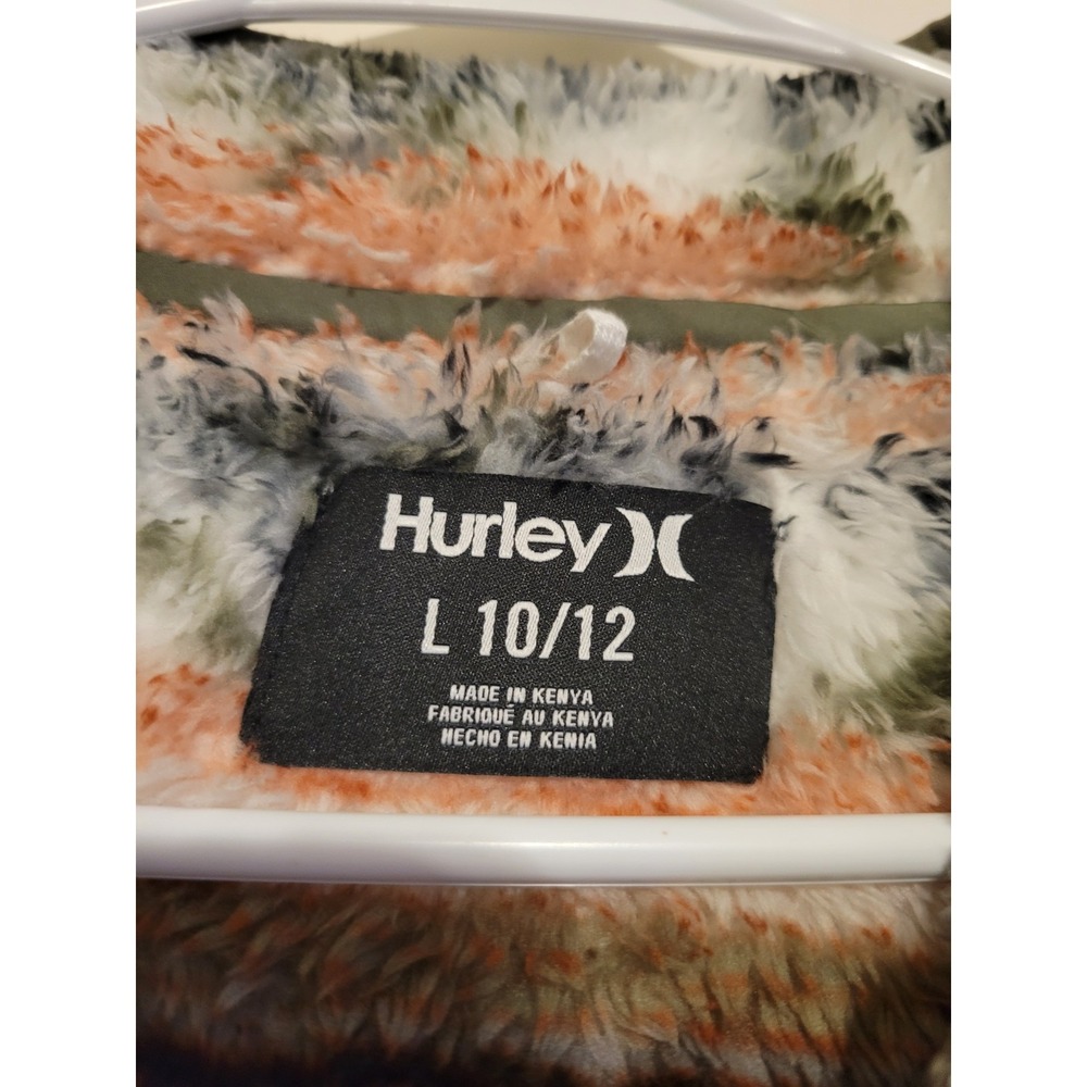 Hurley Boys Quarter Zip Sherpa Pullover Size Large 10/12 Soft Aztec - Picture 3 of 5